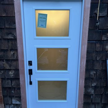 White exterior door installation East Bay